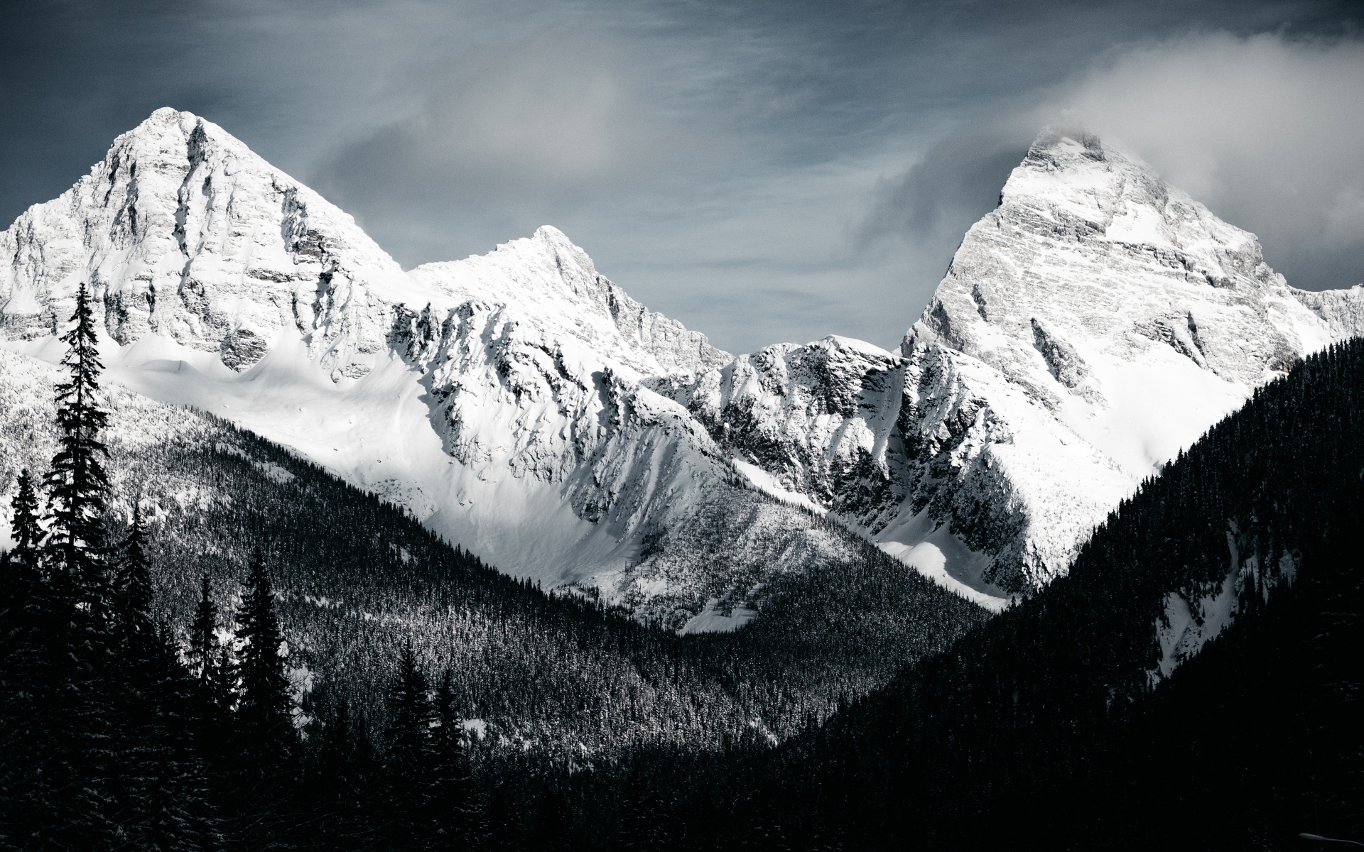 1920x1200 Stone Mountains Snow In Monochrome 1200P Wallpaper, HD Nature