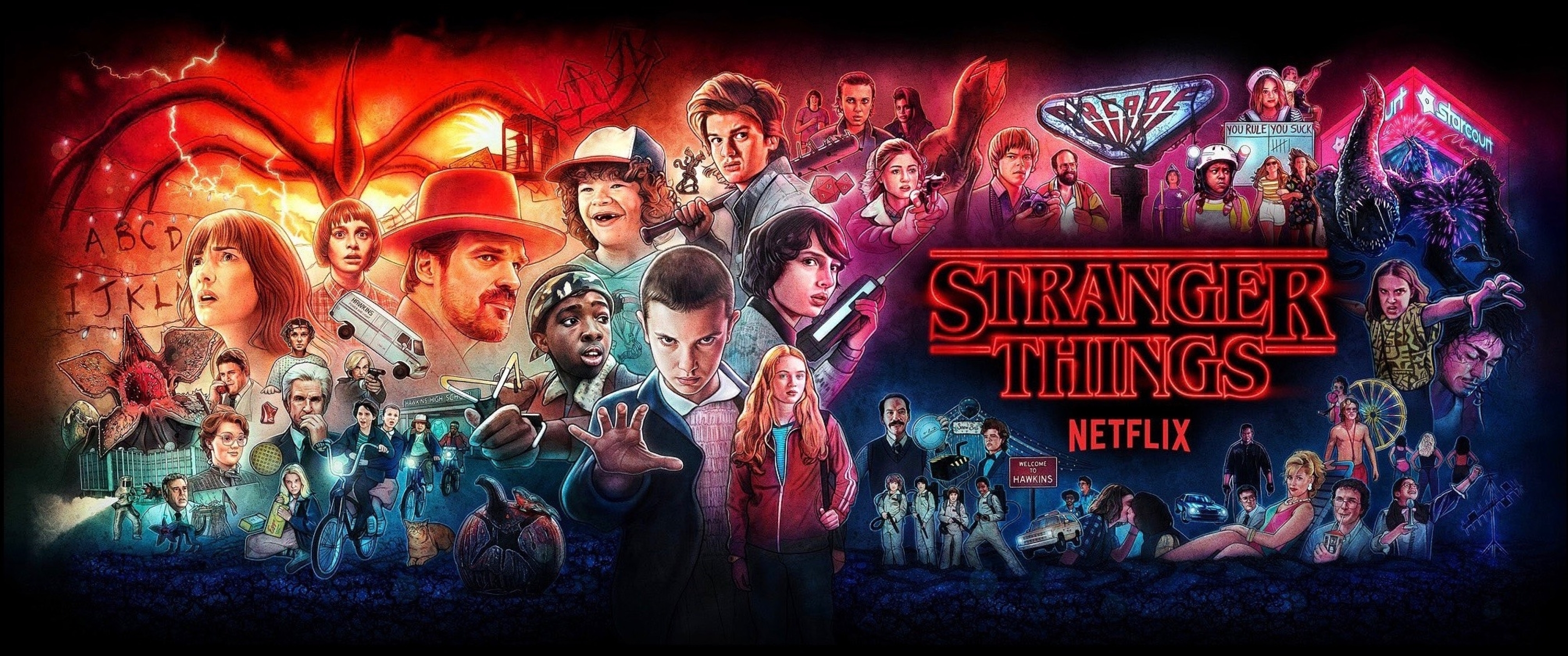 Stranger Things  Dustin Eleven Lucas and Mike Cartoons 4K wallpaper  download
