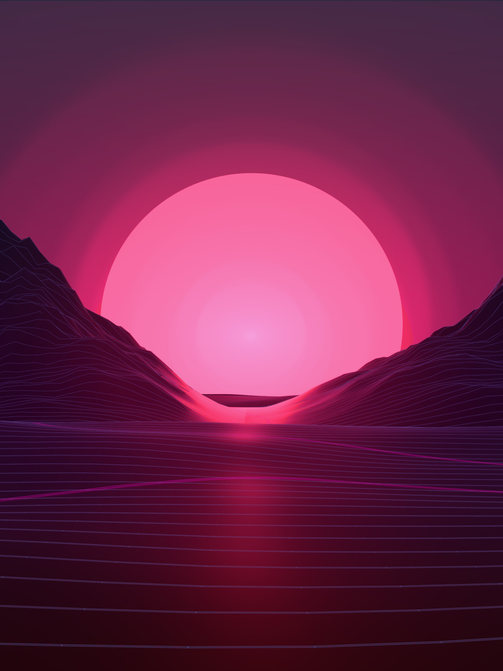 2048x2732 Resolution Sun In Retro Wave Mountains 2048x2732 Resolution