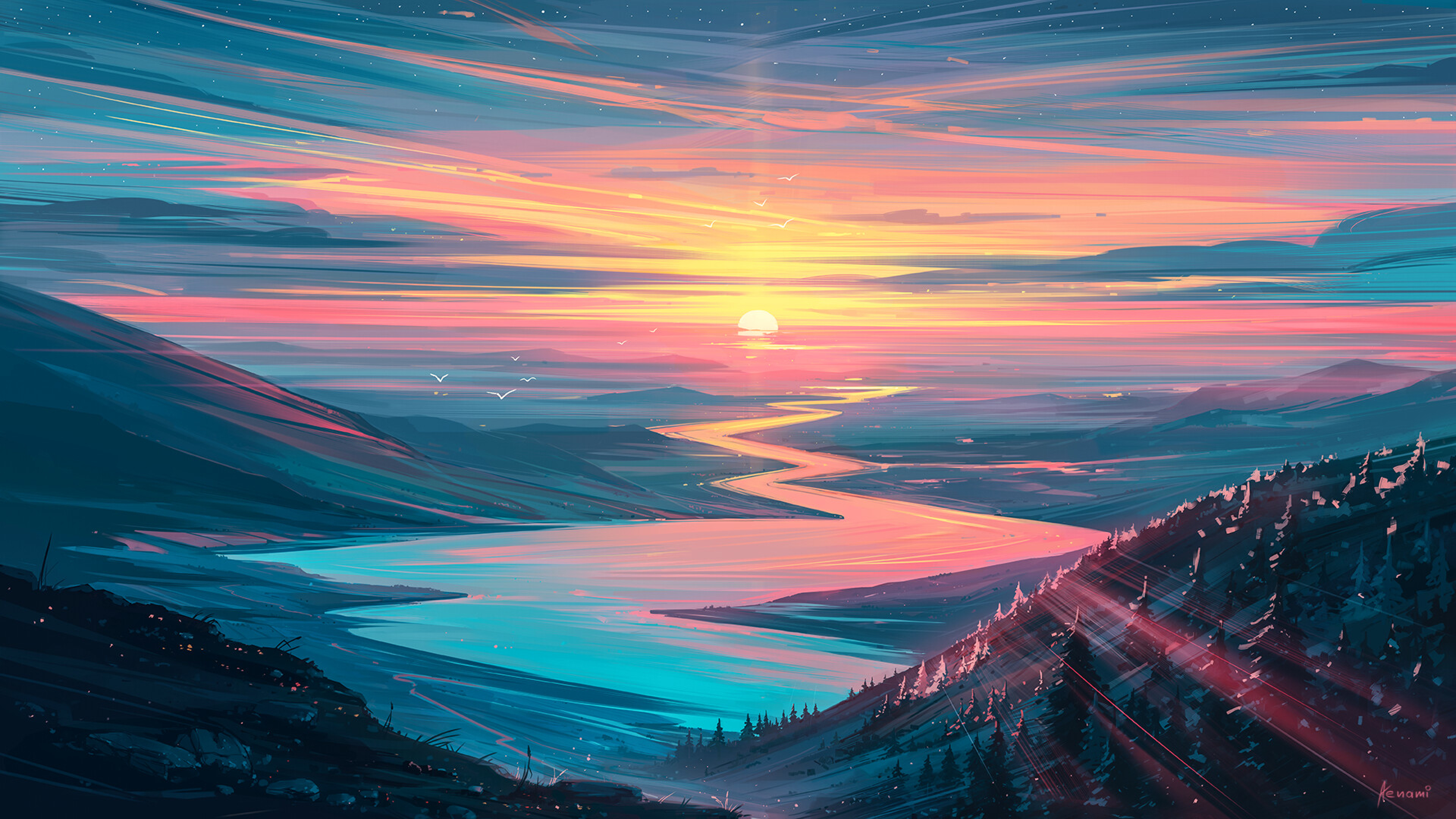 3840x2160 Sunrise Landscape 4K Wallpaper, HD Artist 4K Wallpapers