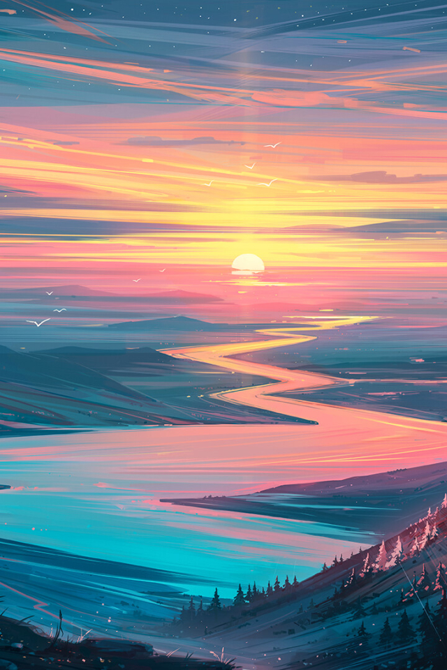 640x960 Sunrise Landscape iPhone 4, iPhone 4S Wallpaper ...