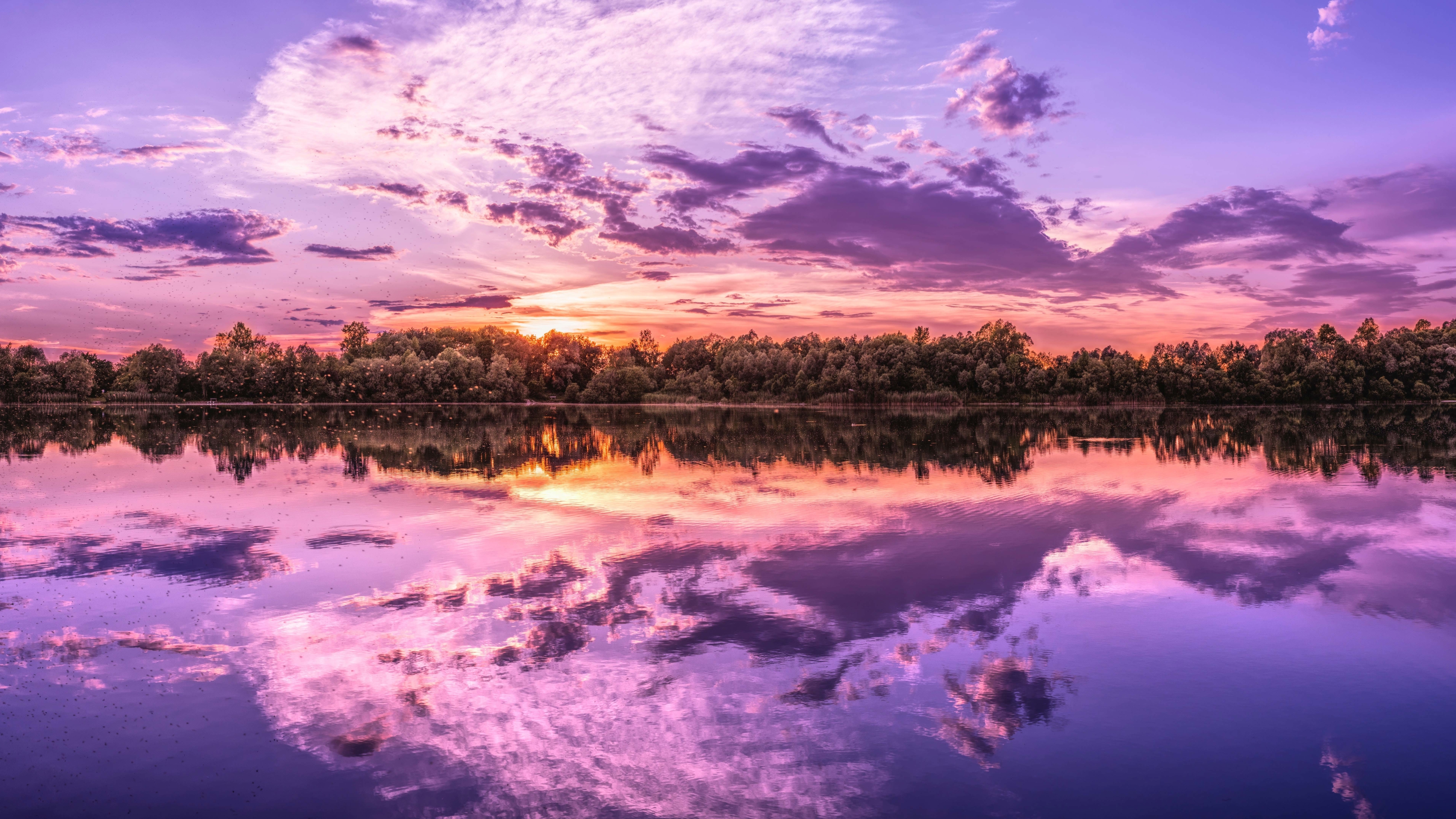 3840x2160 Sunrise Reflection On Lake 4K Wallpaper, HD ...