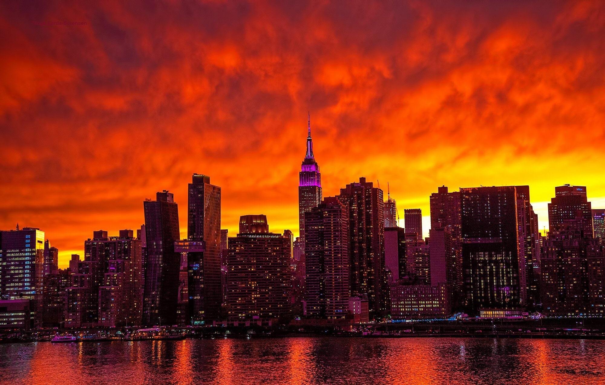 Sunset In Manhattan Wallpaper Hd Nature 4k Wallpapers Images And