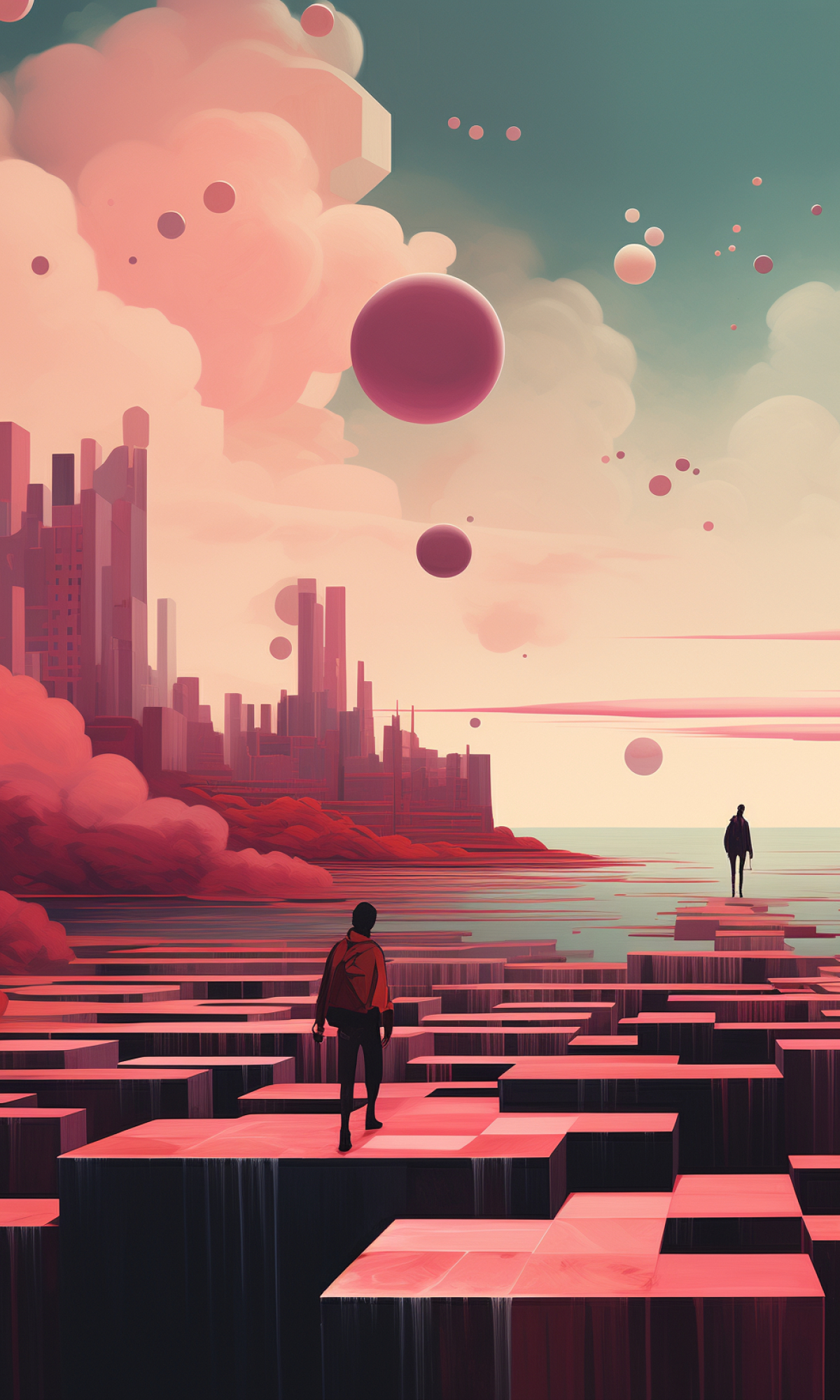 1200x2000 Resolution Surreal Pink Cityscape 1200x2000 Resolution ...