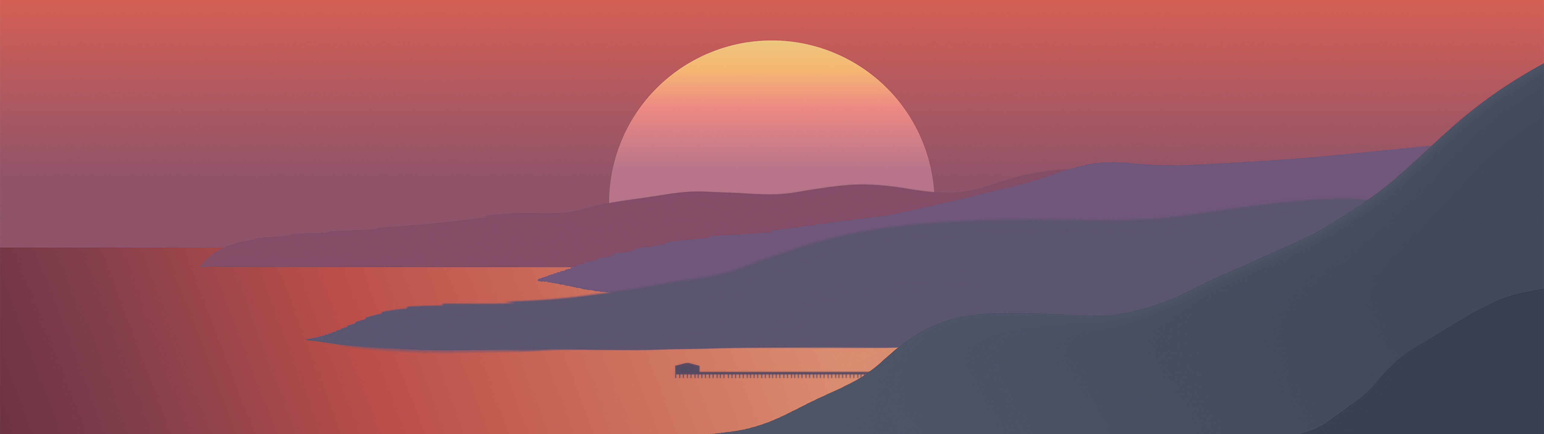 5120x1440 Resolution Surreal Sunset Minimal 4K 5120x1440 Resolution