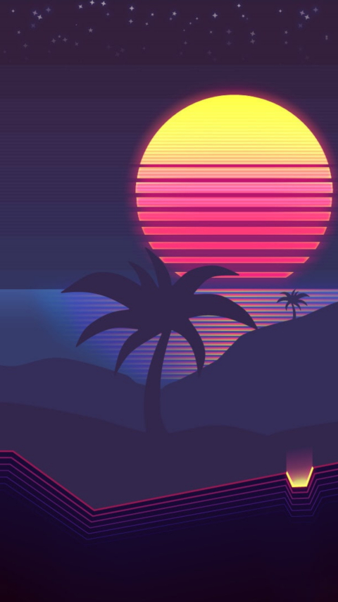 480x854 Synthwave 4k Android One Mobile