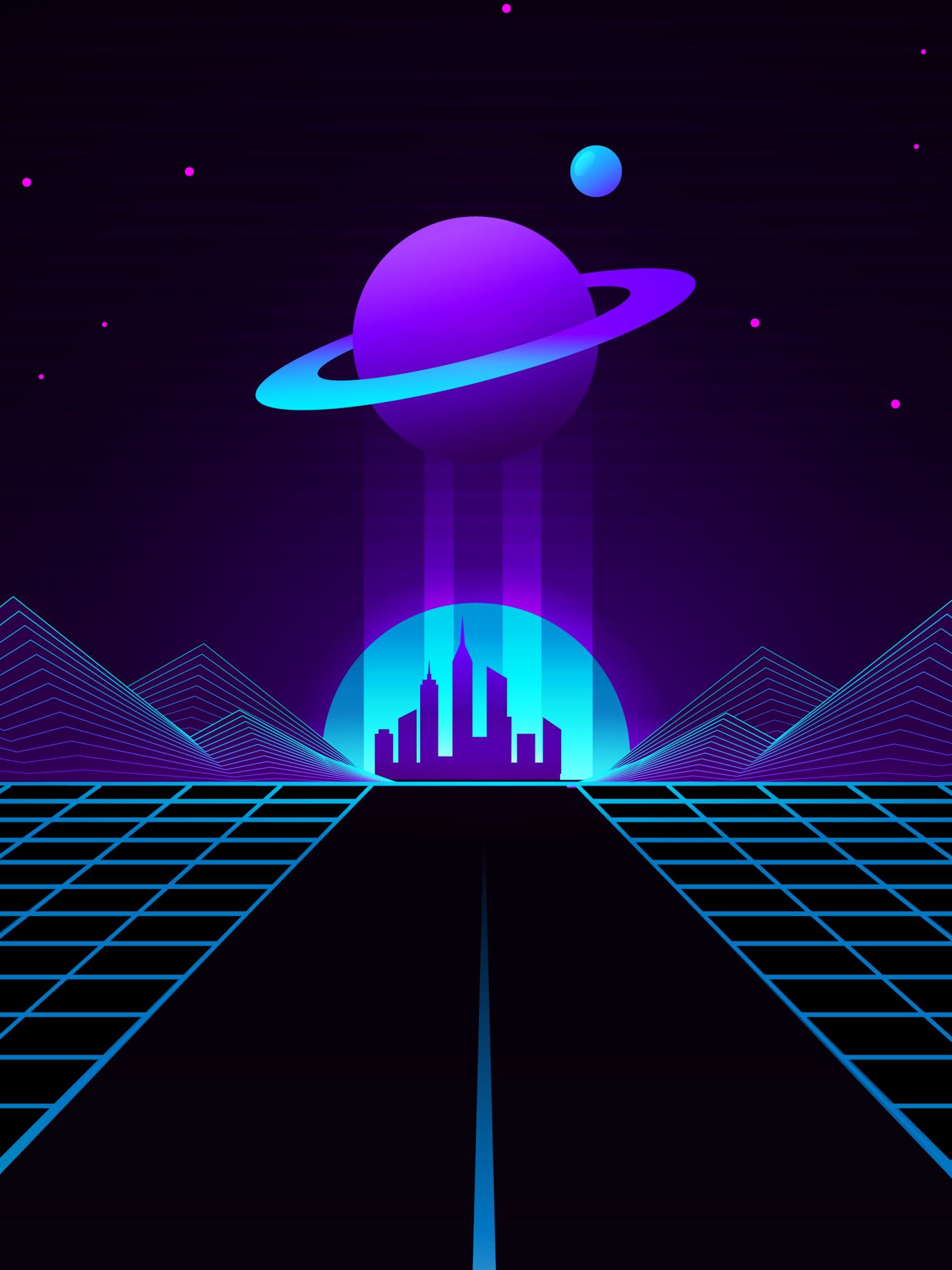 2048x2732 Synthwave Planet Retro Wave 2048x2732 Resolution Wallpaper