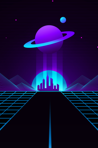 320x480 Synthwave Planet Retro Wave Apple Iphone,iPod ...