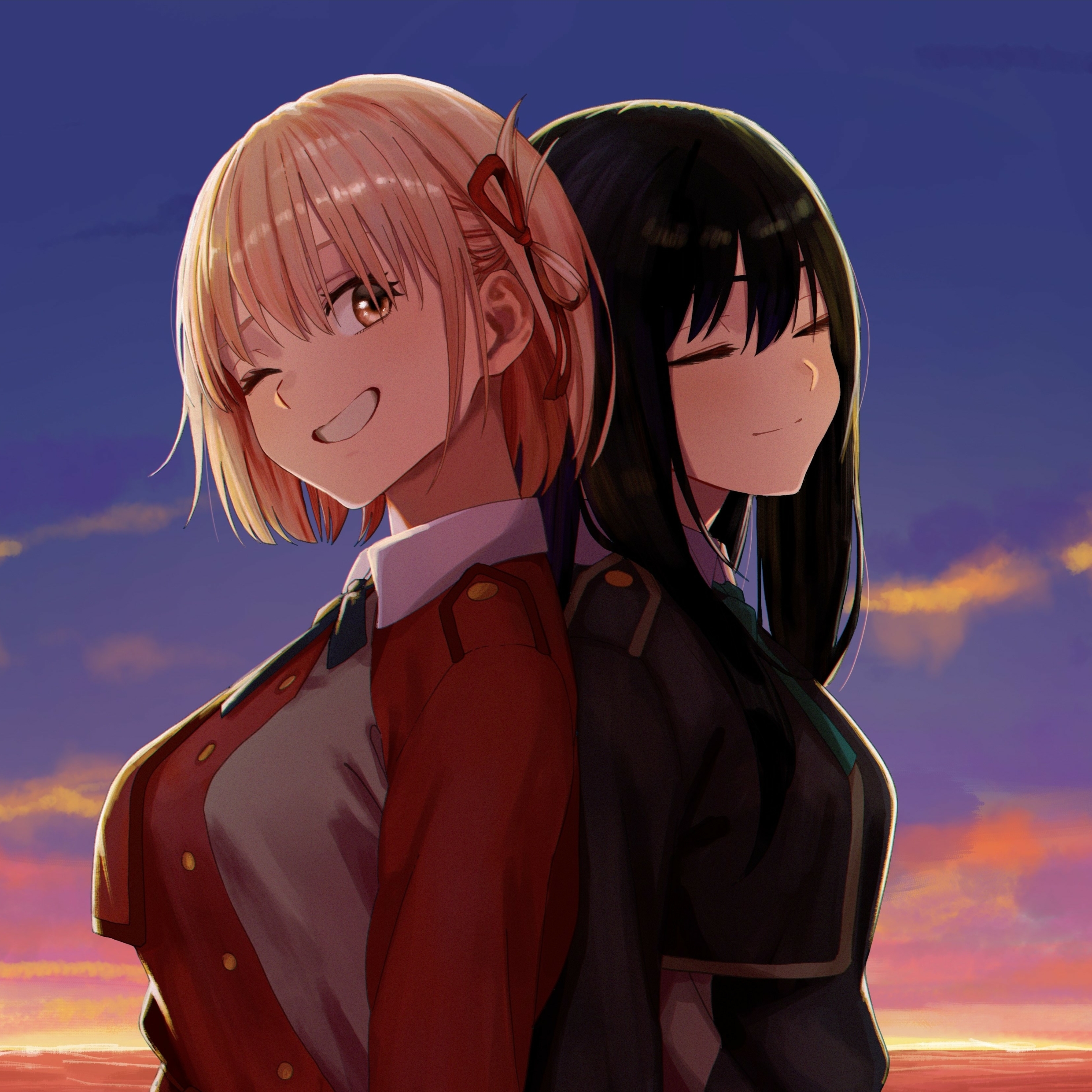 2480x2480 Resolution Takina Inoue x Chisato Nishikigi Lycoris Recoil 4k ...