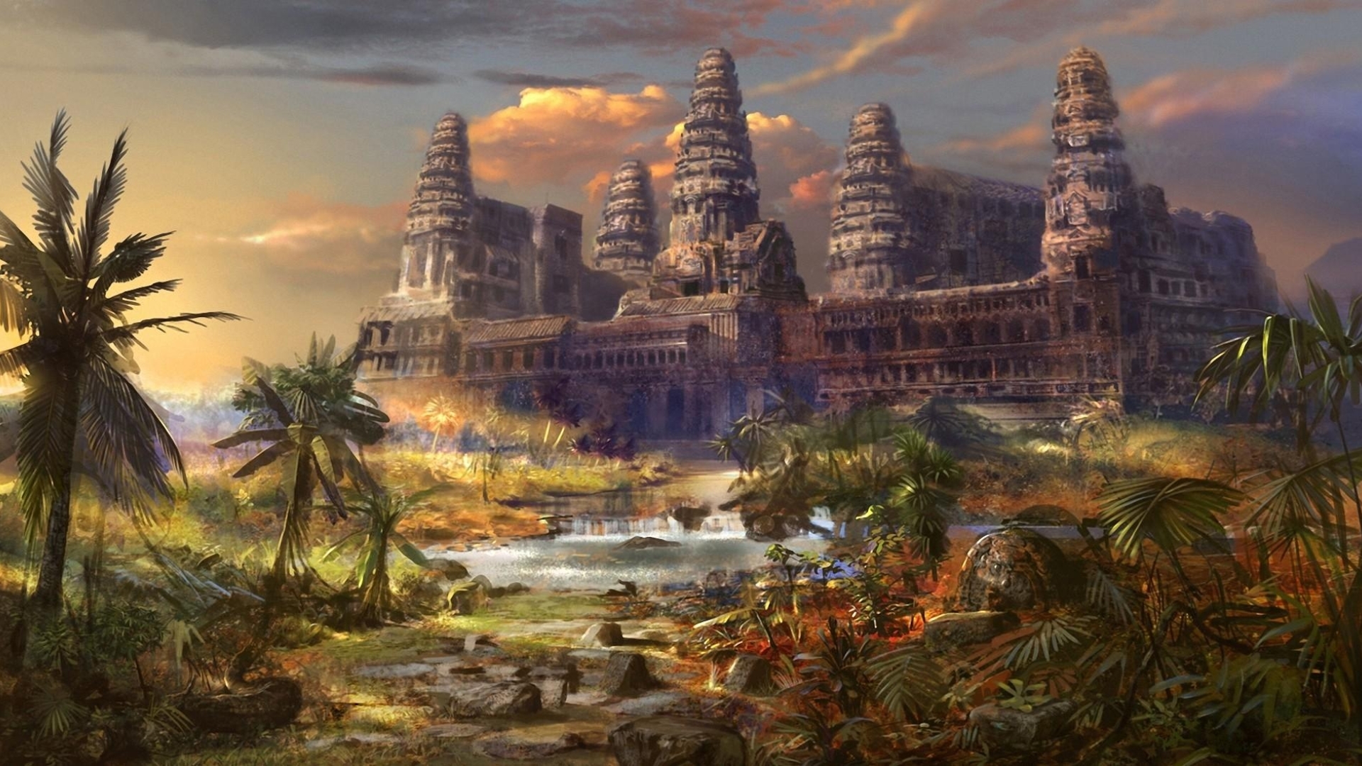 1920x1080 temple, destruction, palms 1080P Laptop Full HD Wallpaper, HD  Fantasy 4K Wallpapers, Images, Photos and Background - Wallpapers Den