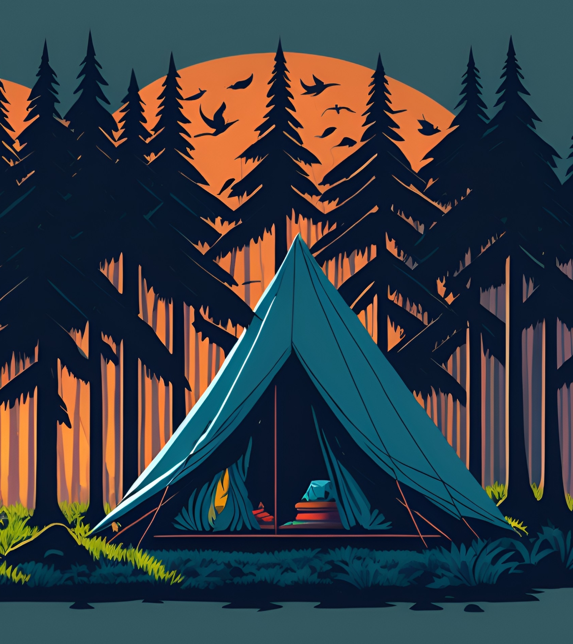 1920x2160 Tent Forest Adventure Minimal 4K 1920x2160 Resolution ...