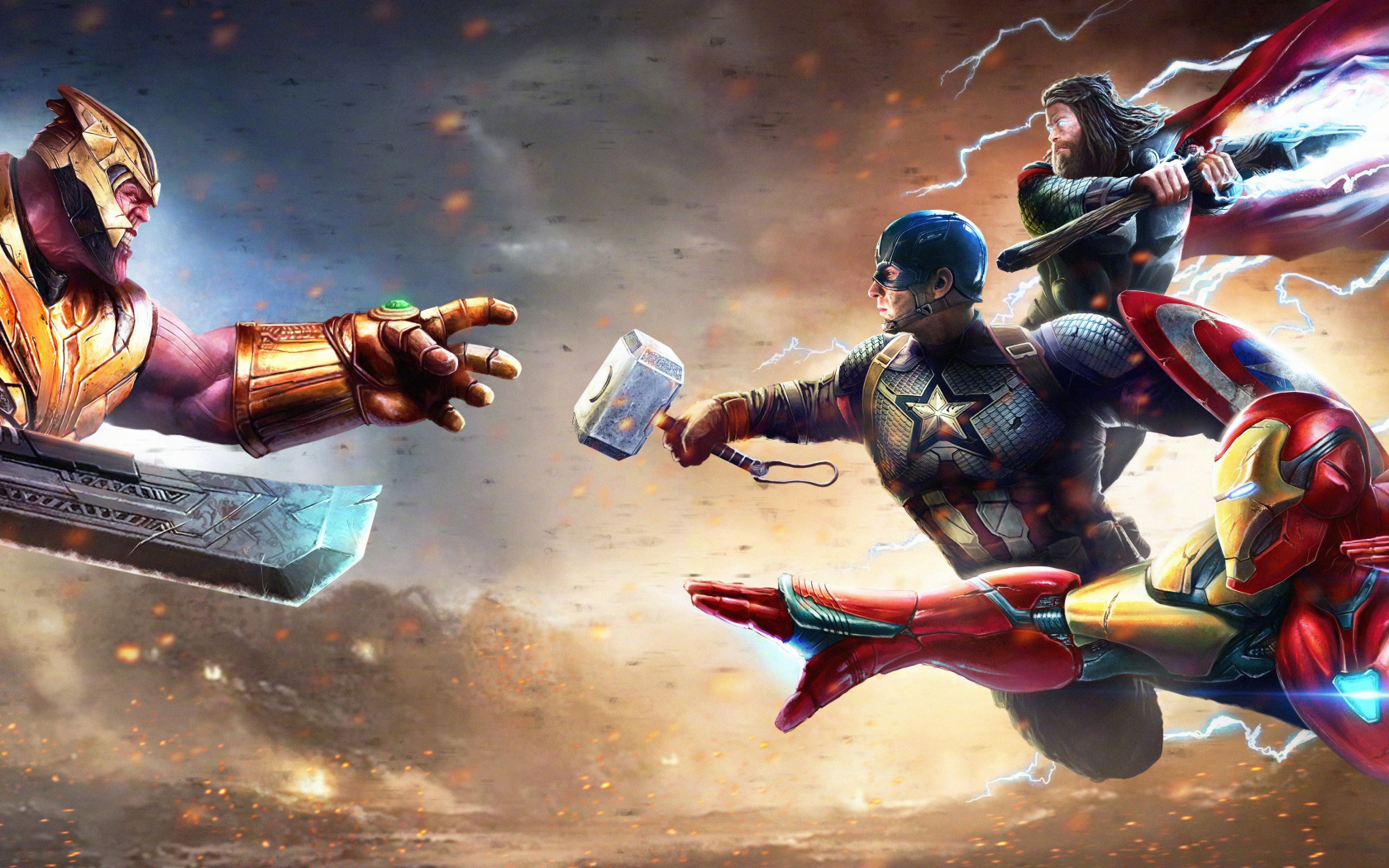 1680x1050 Thanos Against Captain America Iron Man and Thor 1680x1050