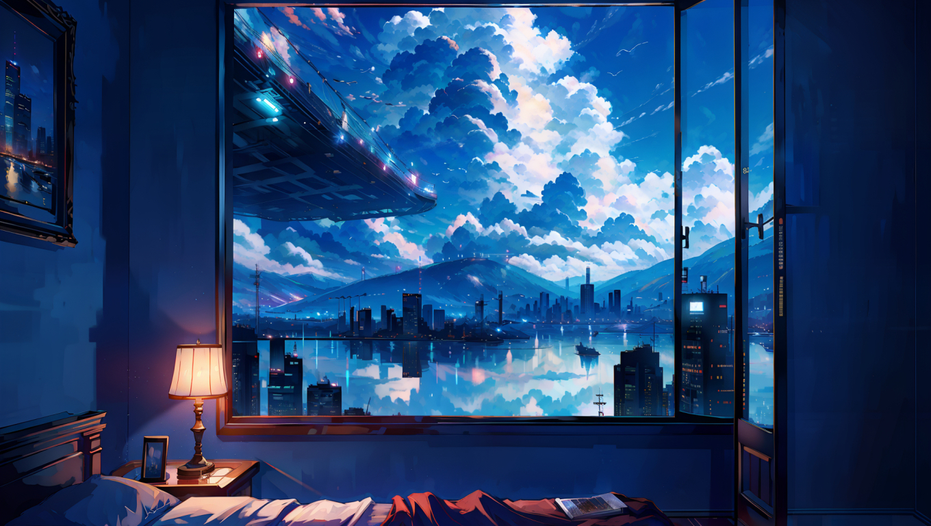 Download Night Time Aesthetic Anime Scenery Wallpaper | Wallpapers.com