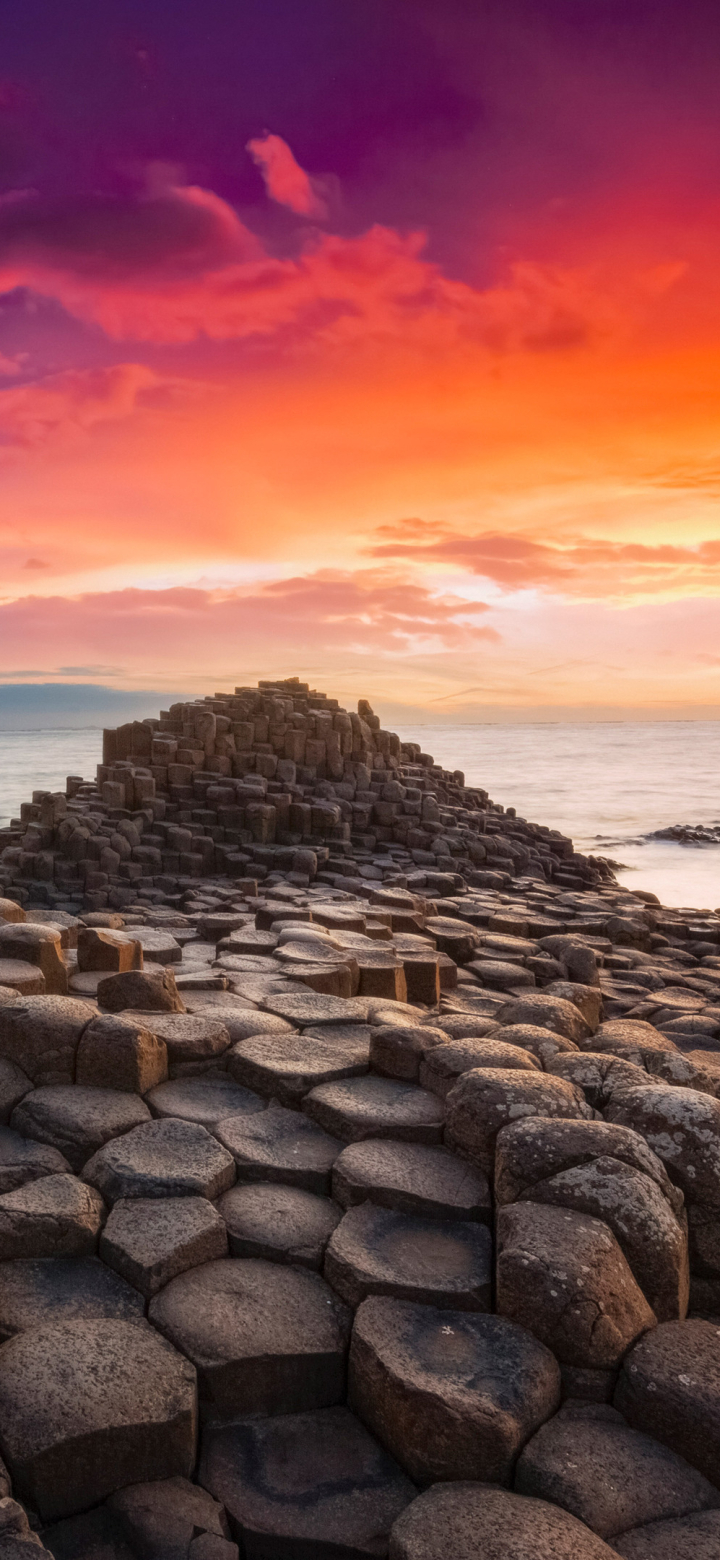 720x1560 The Giants Causeway Northern Ireland Hd Sunset 720x1560 Resolution Wallpaper Hd 