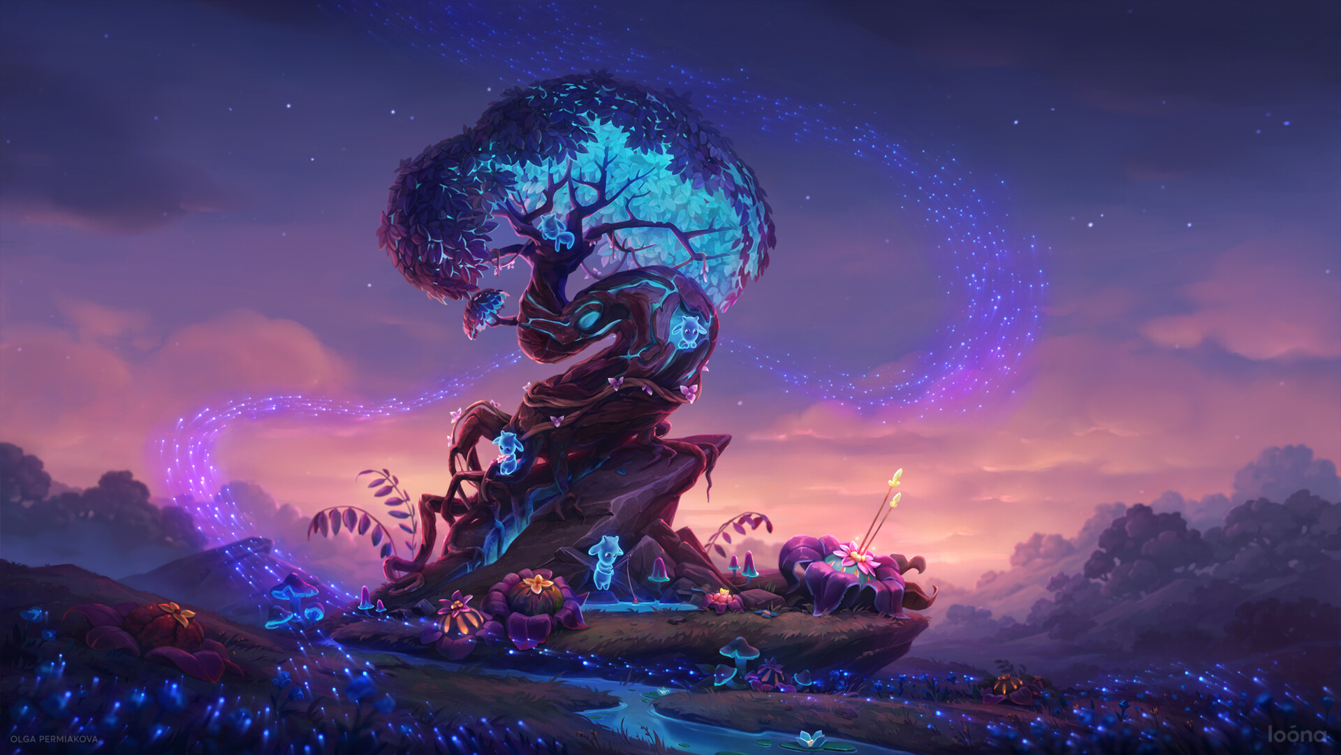 Wallpaper Fantasy world beautiful trees starry man 1920x1200 HD  Picture Image
