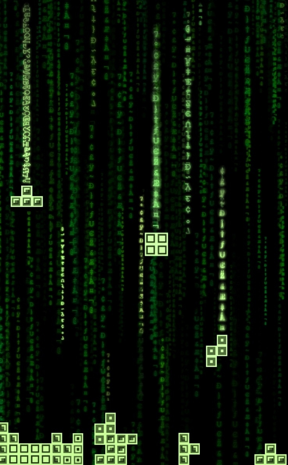 The Matrix Tetris Code, Full HD Wallpaper