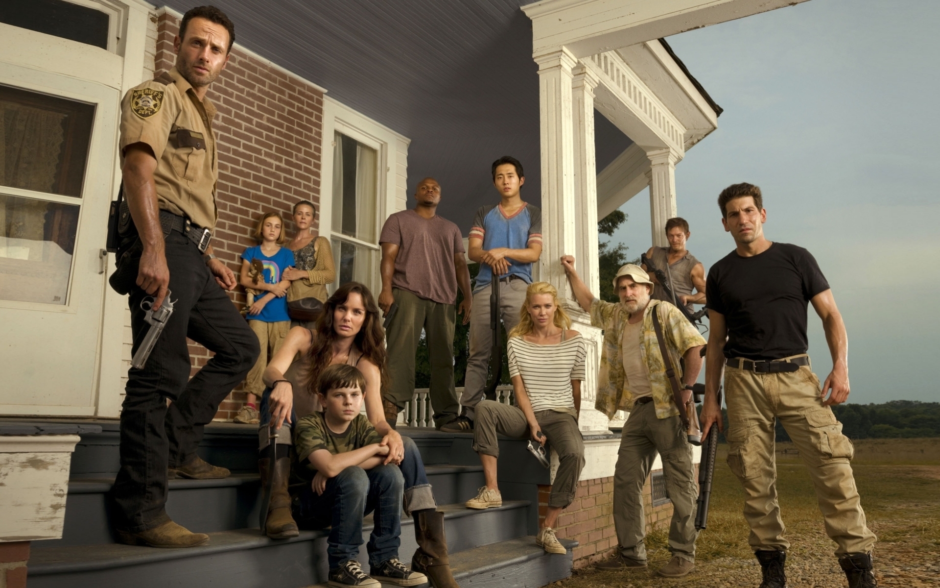 1081x1920 Resolution the walking dead, main characters, porch 1081x1920 ...