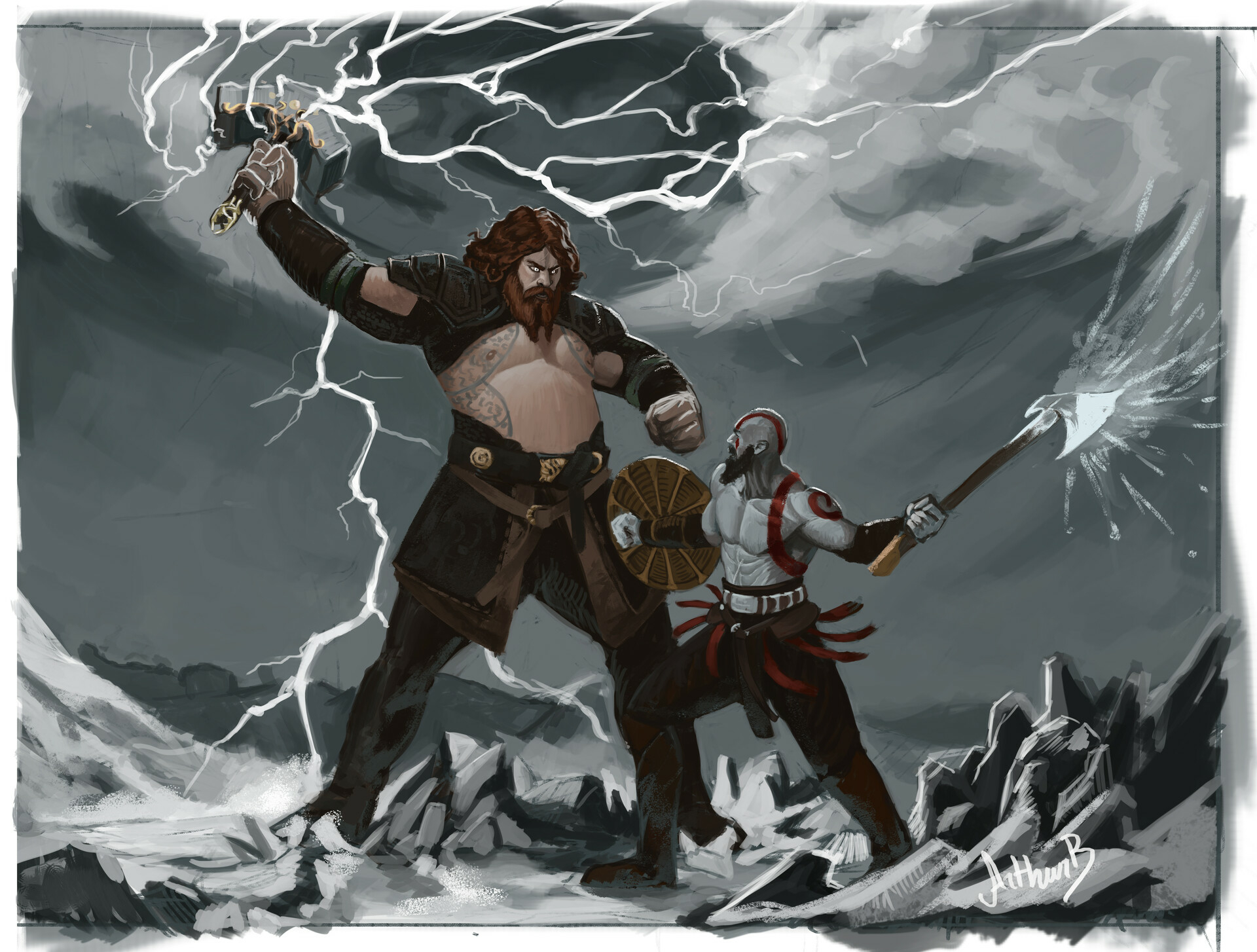 Kratos vs. Thor God of War Ragnarok 4K Wallpaper iPhone HD Phone