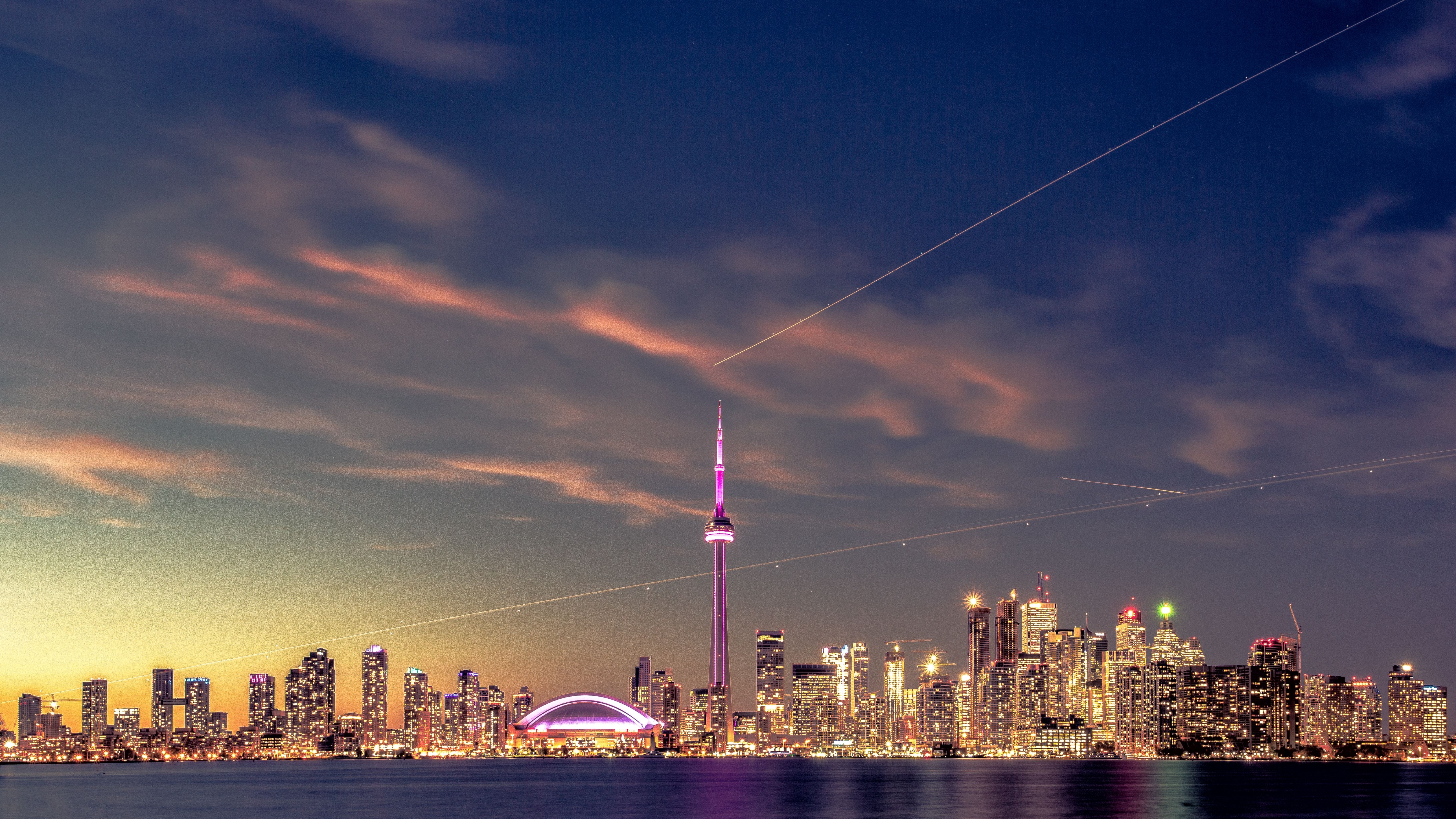 Toronto Ontario Cityscape In Sunset, HD 4K Wallpaper