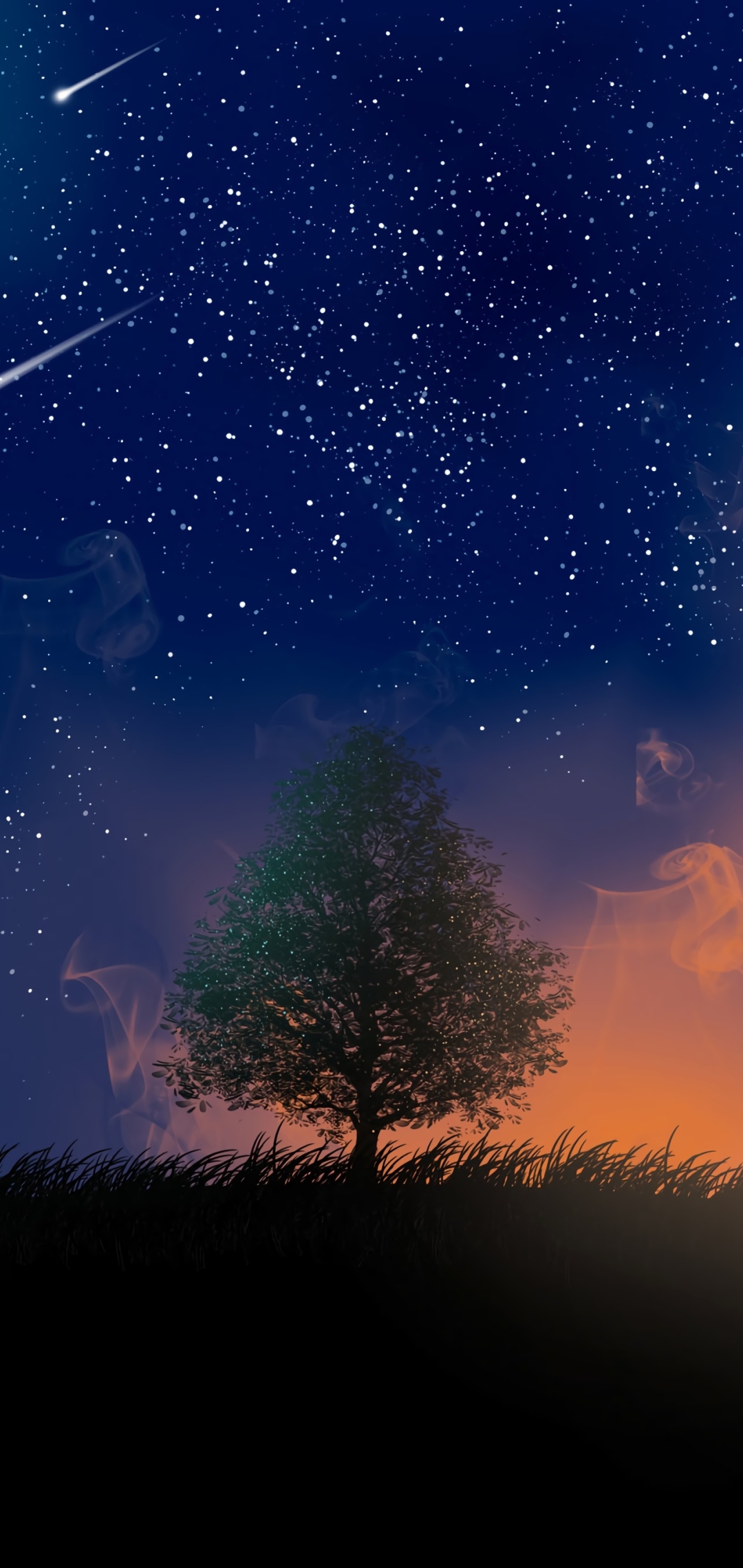 1080x2280 Tree And Shooting Stars 4k One Plus 6 Huawei P Honor View 10 Vivo Y85 Oppo F7 Xiaomi Mi Wallpaper Hd Artist 4k Wallpapers Images Photos And Background