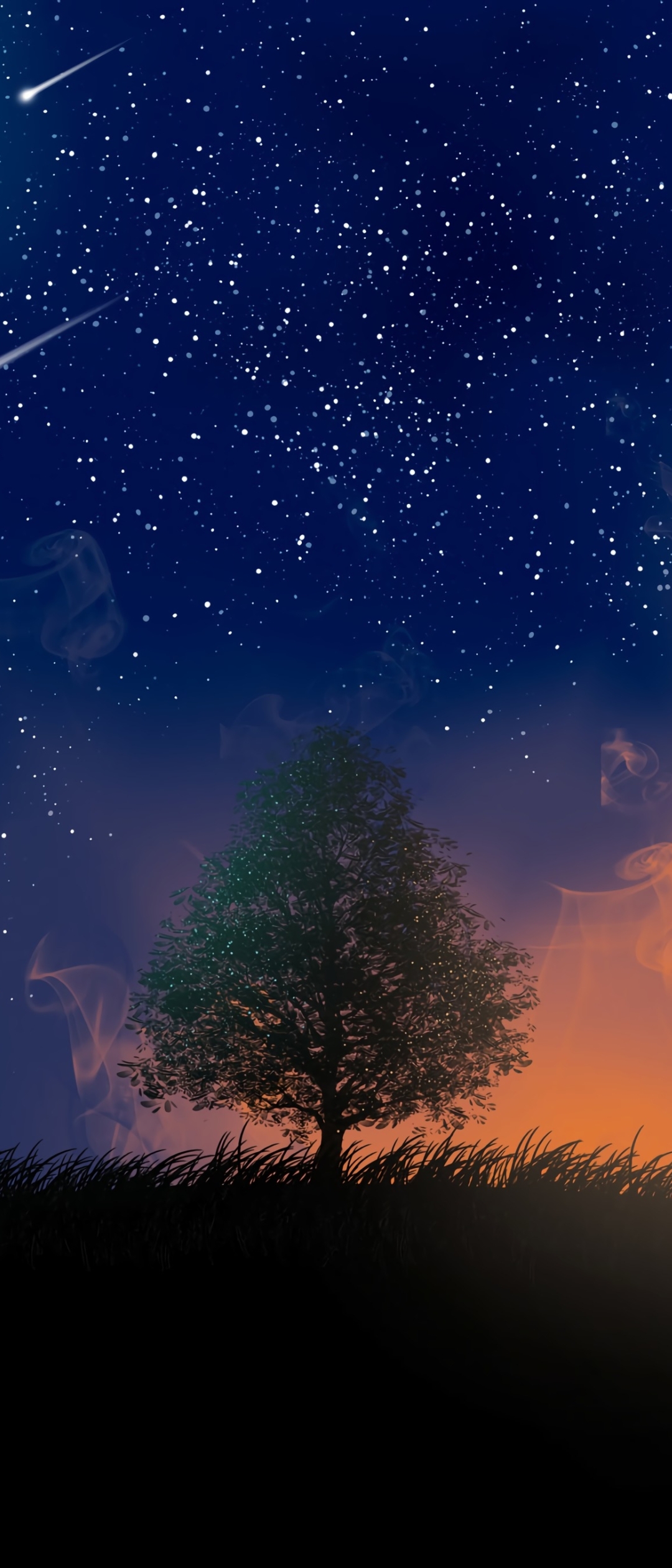 1080x2520 Tree and Shooting Stars 4K 1080x2520 Resolution ...