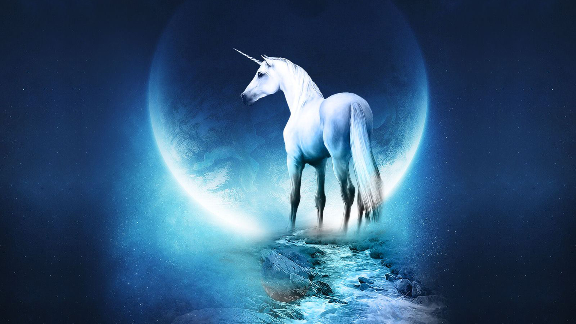 Unicorn Horse Full Moon Wallpaper, HD Artist 4K Wallpapers, Images