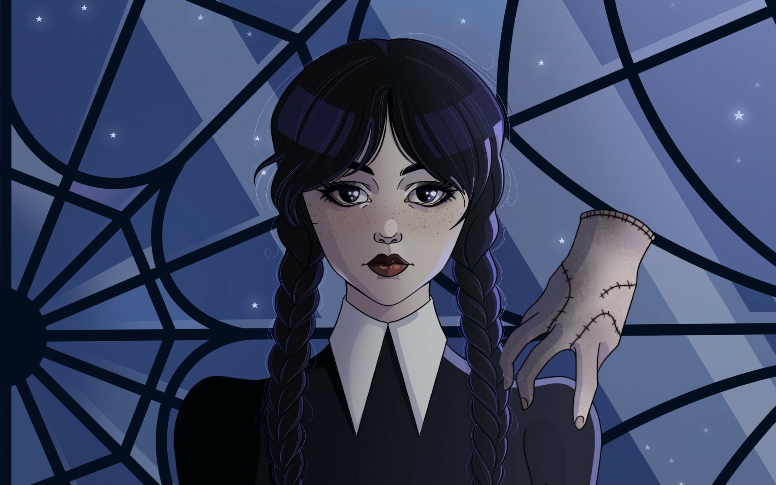 2560x1600 Wednesday Addams And Thing Art 2560x1600 Resolution Wallpaper Hd Tv Series 4k 8063