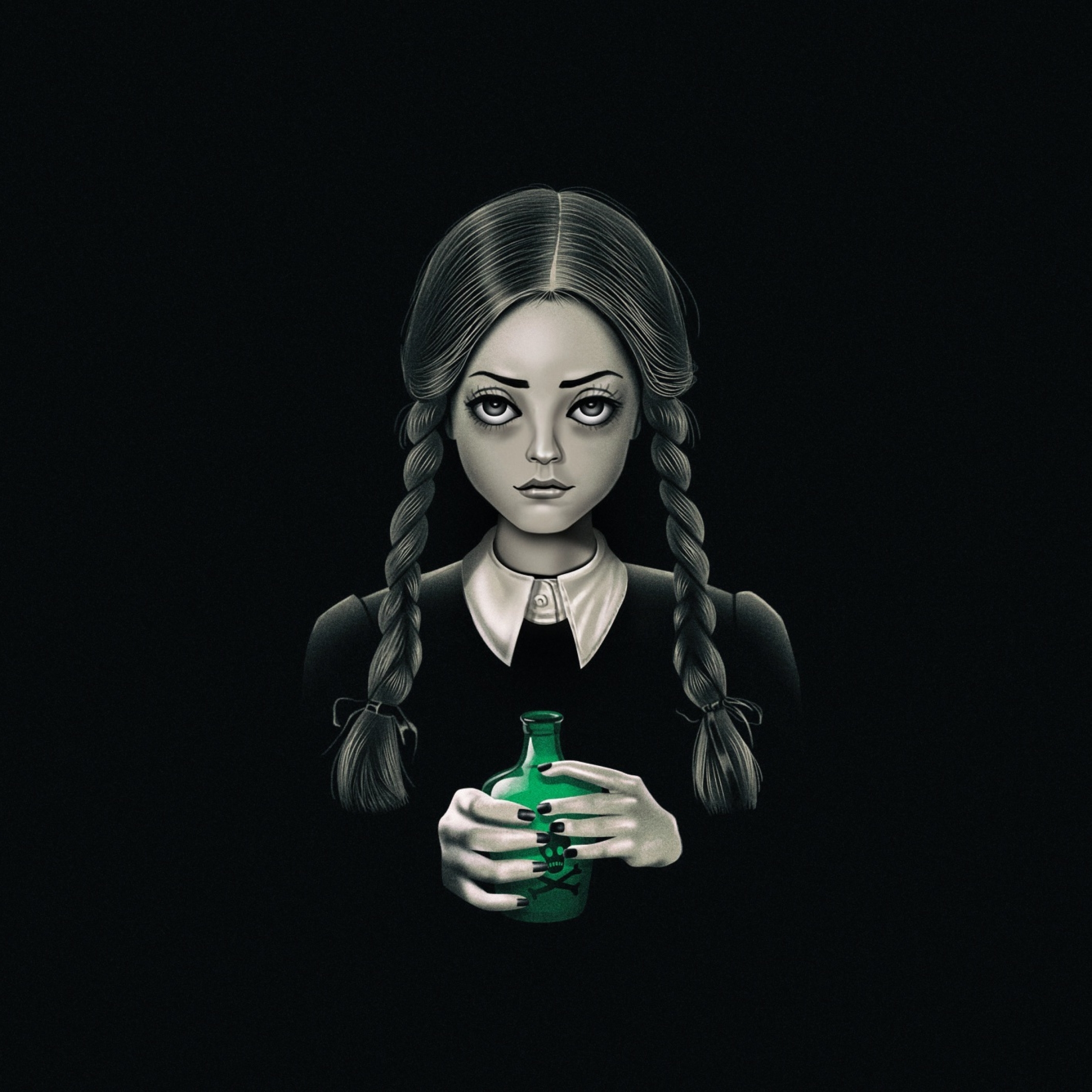 Wednesday Addams Artwork, Full HD 2K Wallpaper