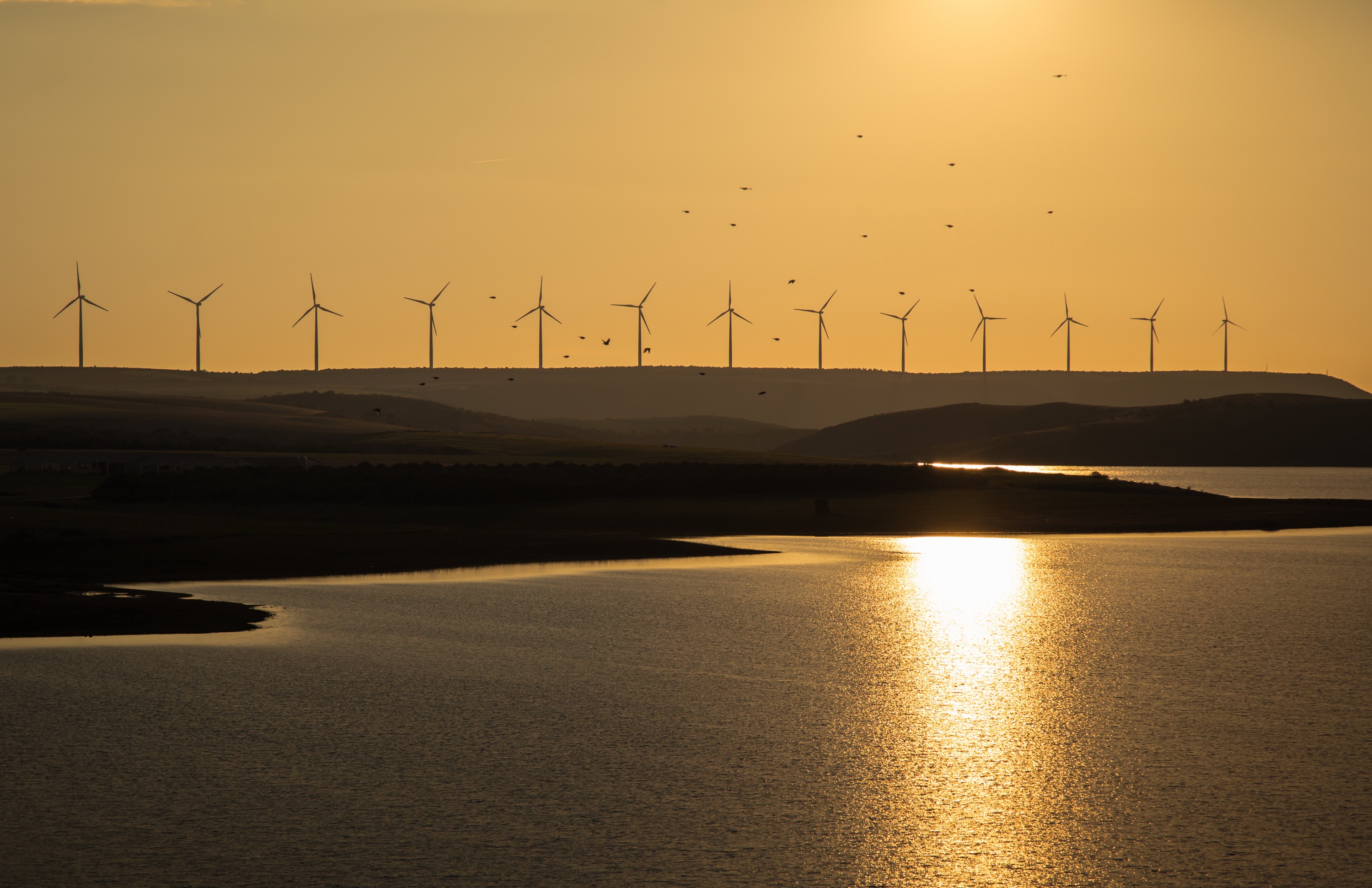 Wind Turbine And Sunrise Wallpaper, HD Nature 4K ...