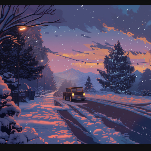 512x512 Resolution Winter Landscape Road HD Pixel Art 512x512 ...