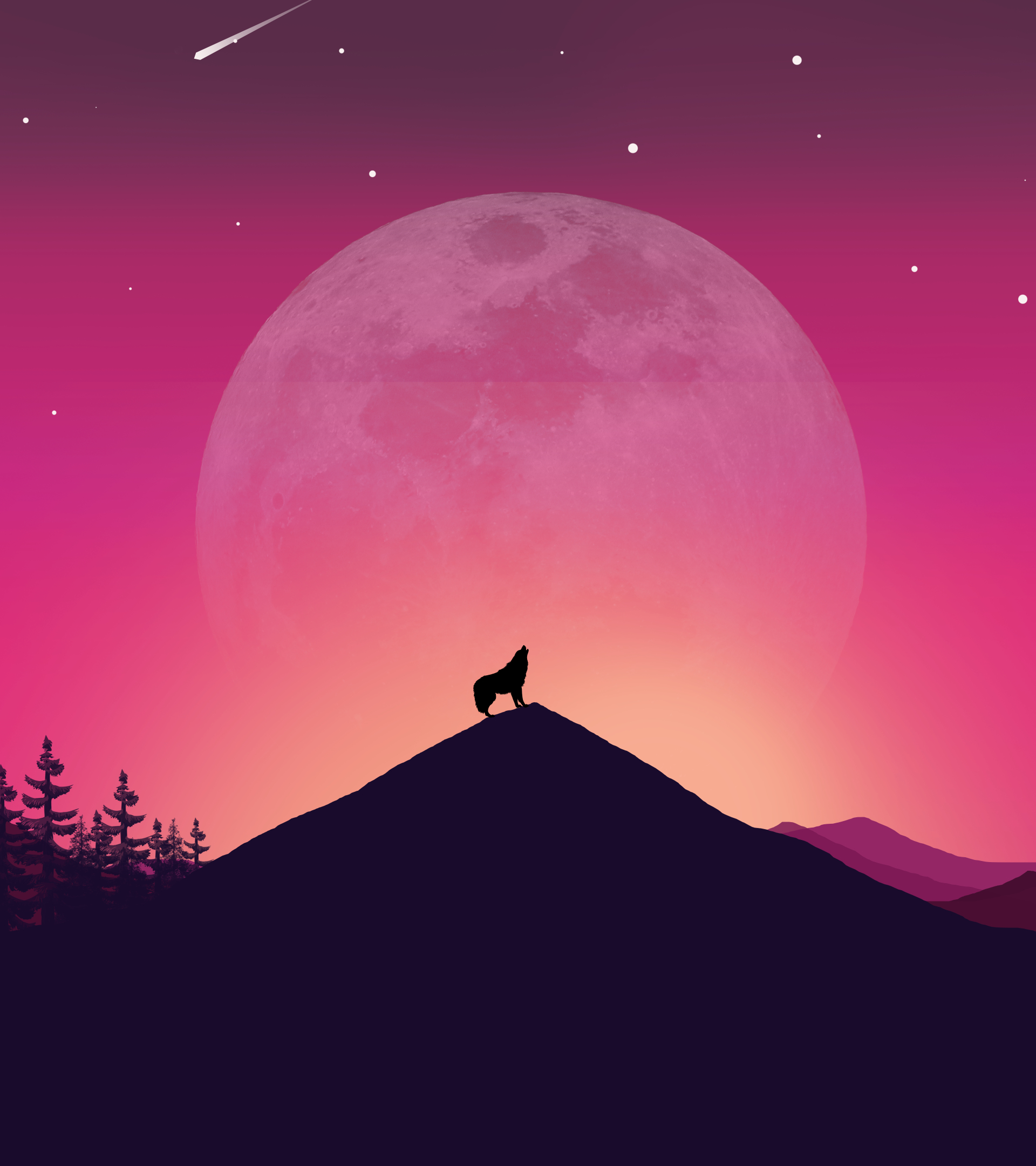 1920x2160 Resolution Wolf and Landscape Illustration 1920x2160 ...