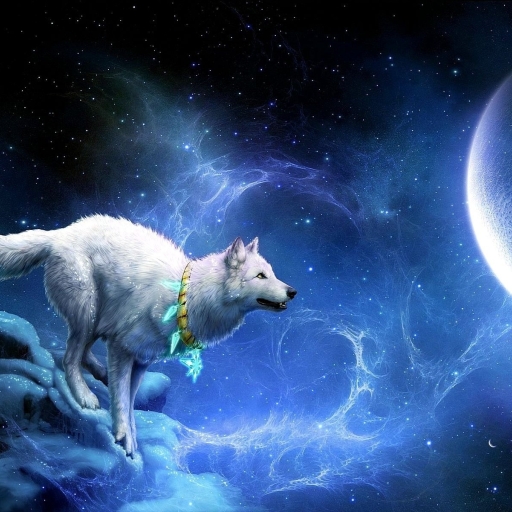 512x512 wolf, arrivals, moon 512x512 Resolution Wallpaper, HD Fantasy ...