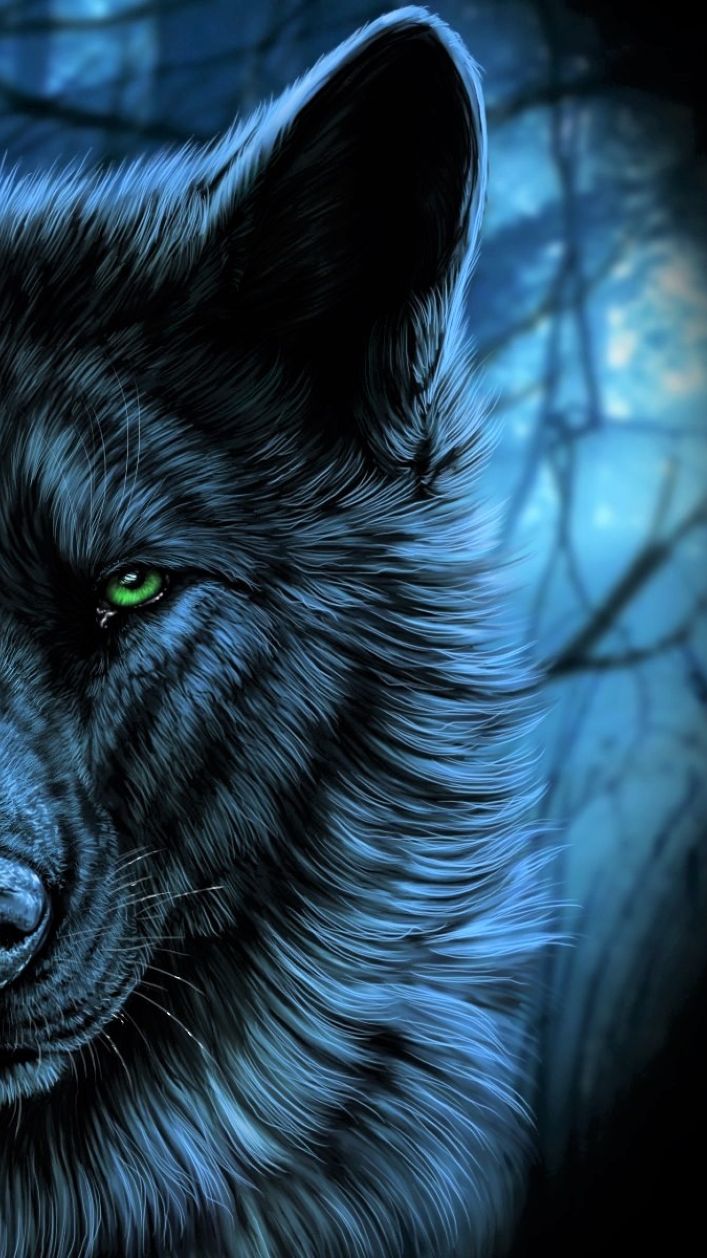 1440x2560 Wolf Green Eyes Artistic Samsung Galaxy S6 S7 Google