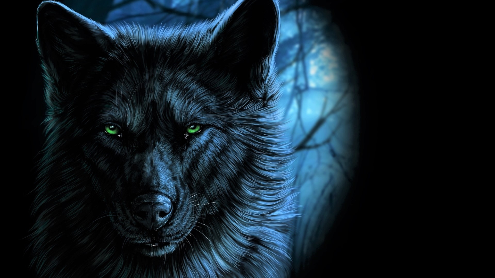 Download Wolf Green Eyes Artistic 1920x1080 Resolution, Full HD Wallpaper