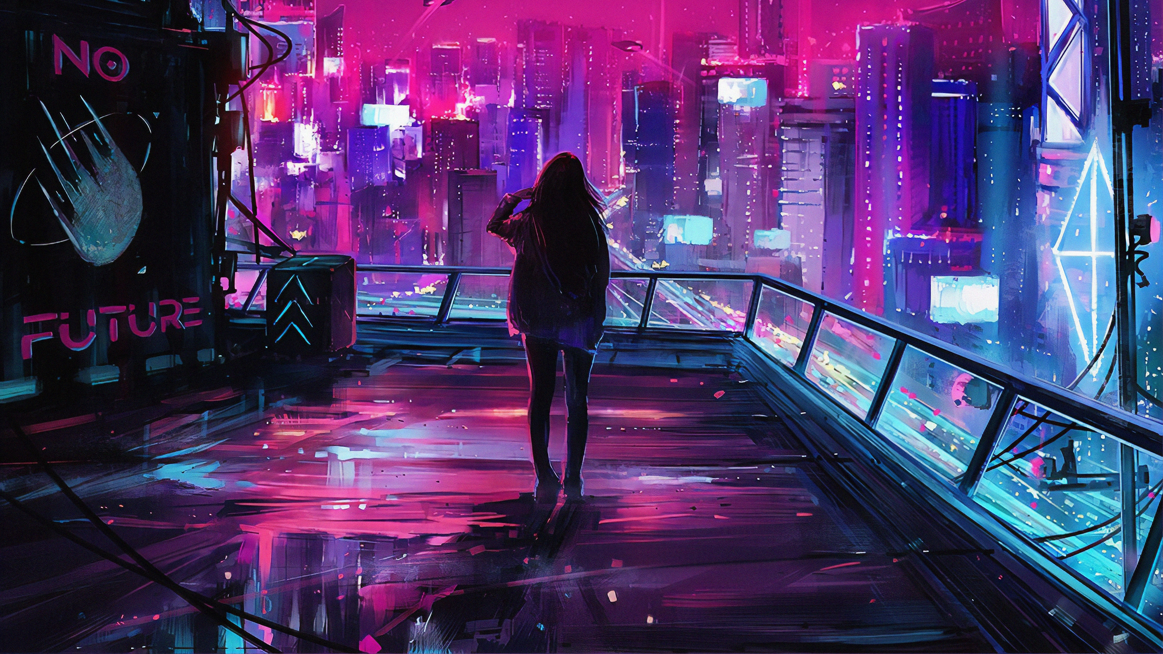 3840x2160 Woman In Cyberpunk City 4k Wallpaper Hd Fantasy 4k Wallpapers Images Photos And 1854