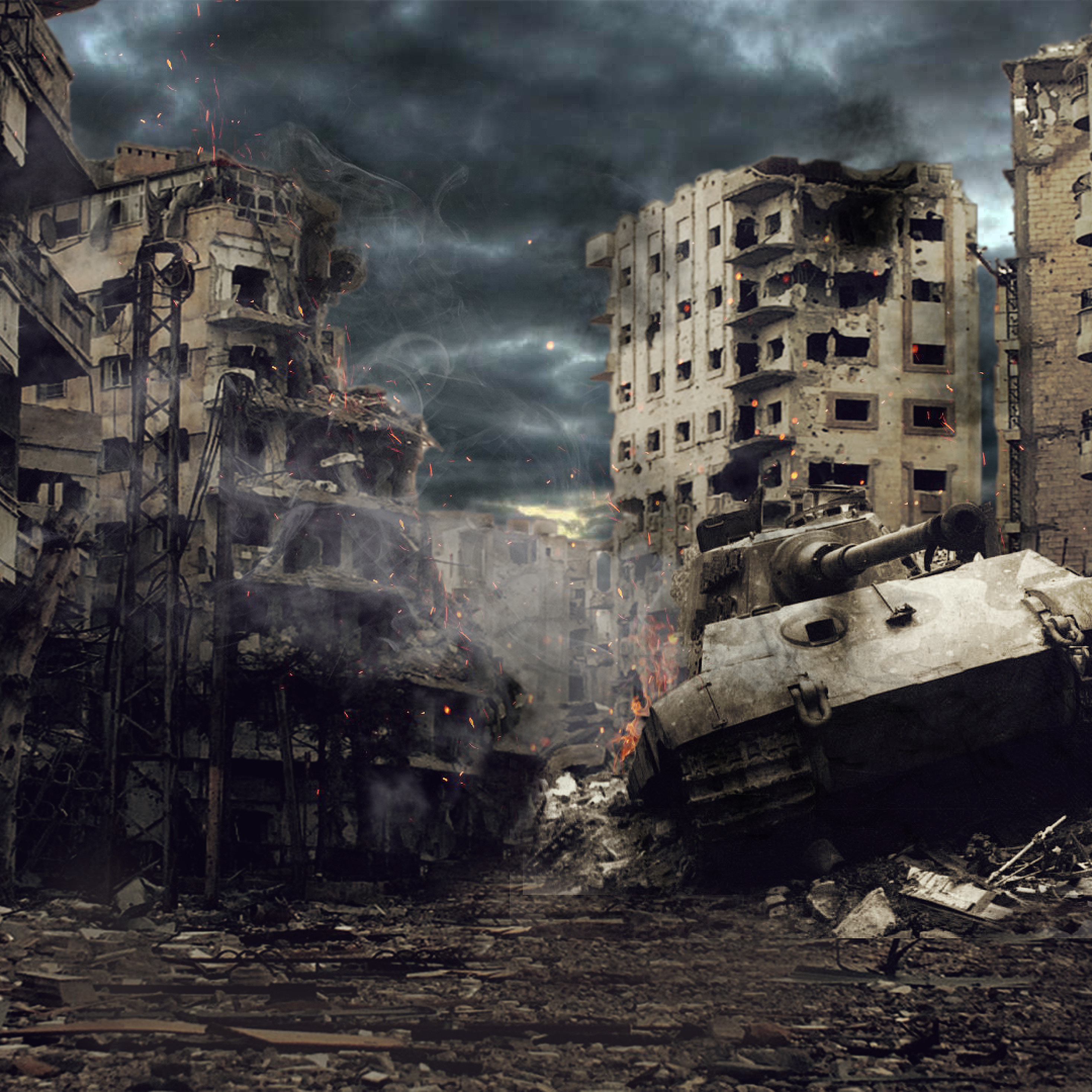 Город мир танков. Разрушенный город. Танки в разрушенном городе.