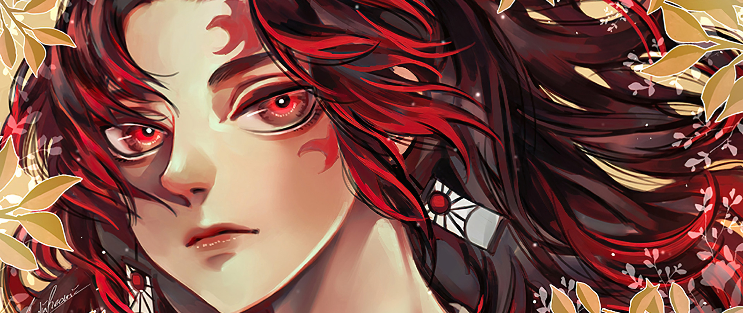 Demon Slayer девушка с цветами в волосах