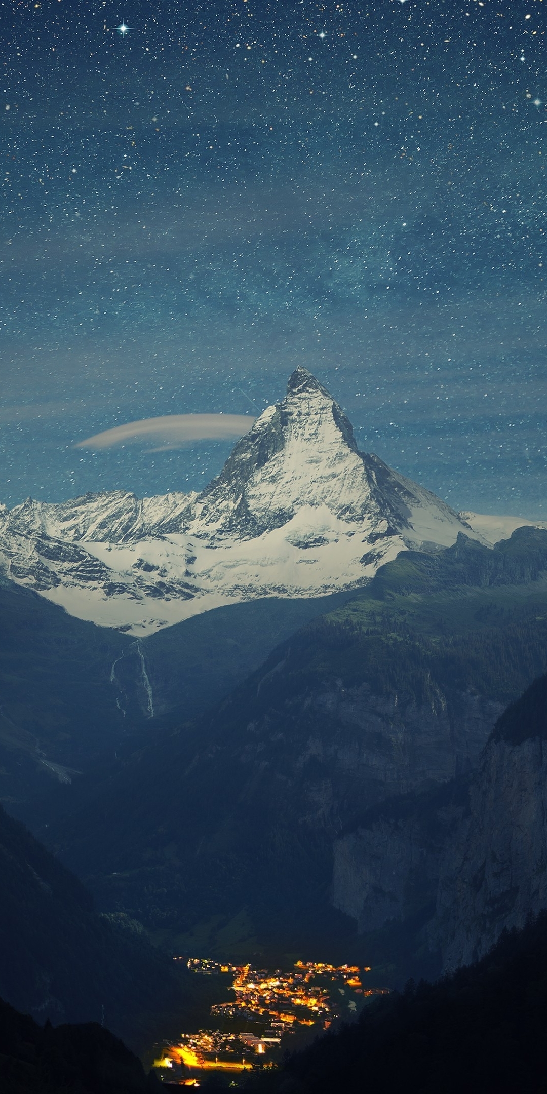1080x2160 Zermatt Matterhorn Aerial View At Night One Plus 5thonor 7x