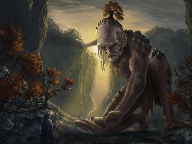 Giant Mountain Monster In Forest Wallpaper, HD Fantasy 4K Wallpapers ...