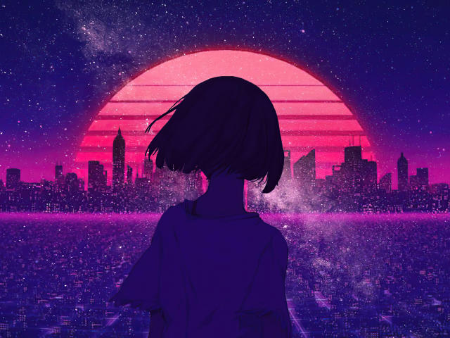 Girl and Synth Retro Wave Wallpaper, HD Anime 4K Wallpapers, Images