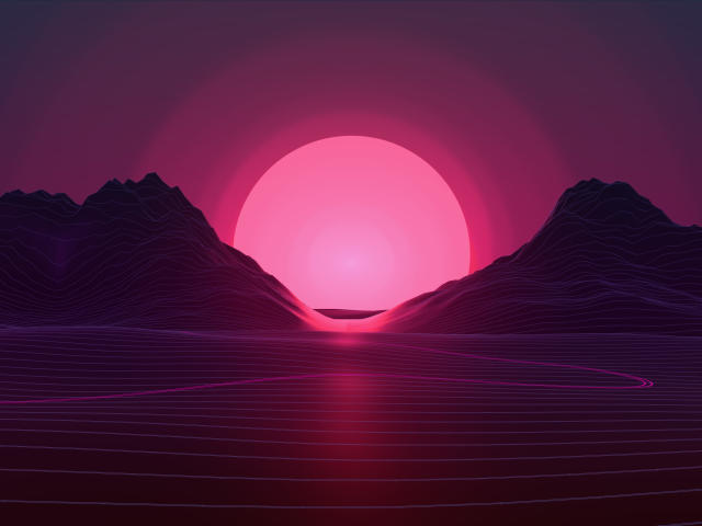 Sun In Retro Wave Mountains Wallpaper, HD Artist 4K Wallpapers, Images