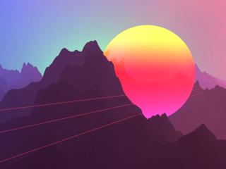 3D Retrowave Sunset wallpaper