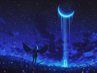 4K Angel in Moon Night wallpaper