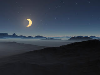 4K Artistic Desert Night Mountains wallpaper