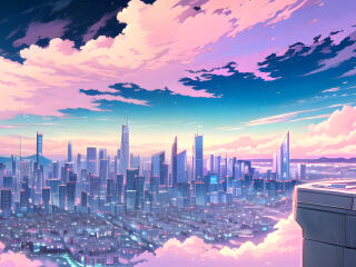 4K Cloudy Evening Cityscape Wallpaper