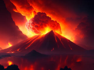4K Eruption of Fire in Mountain wallpaper