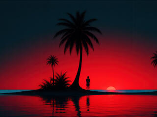 4K Gradient Tropical Sunset Wallpaper