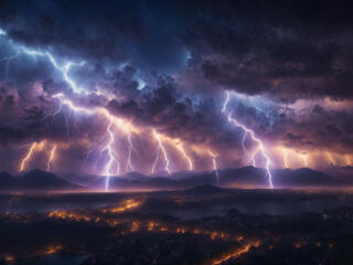 4K Lightning Storm Cloudy Night Wallpaper