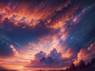 4K Magical Clouds 23 Anime Art Wallpaper
