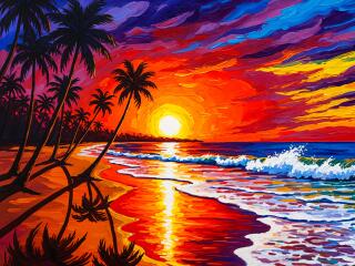 4K Sunset at Beach Symphony wallpaper